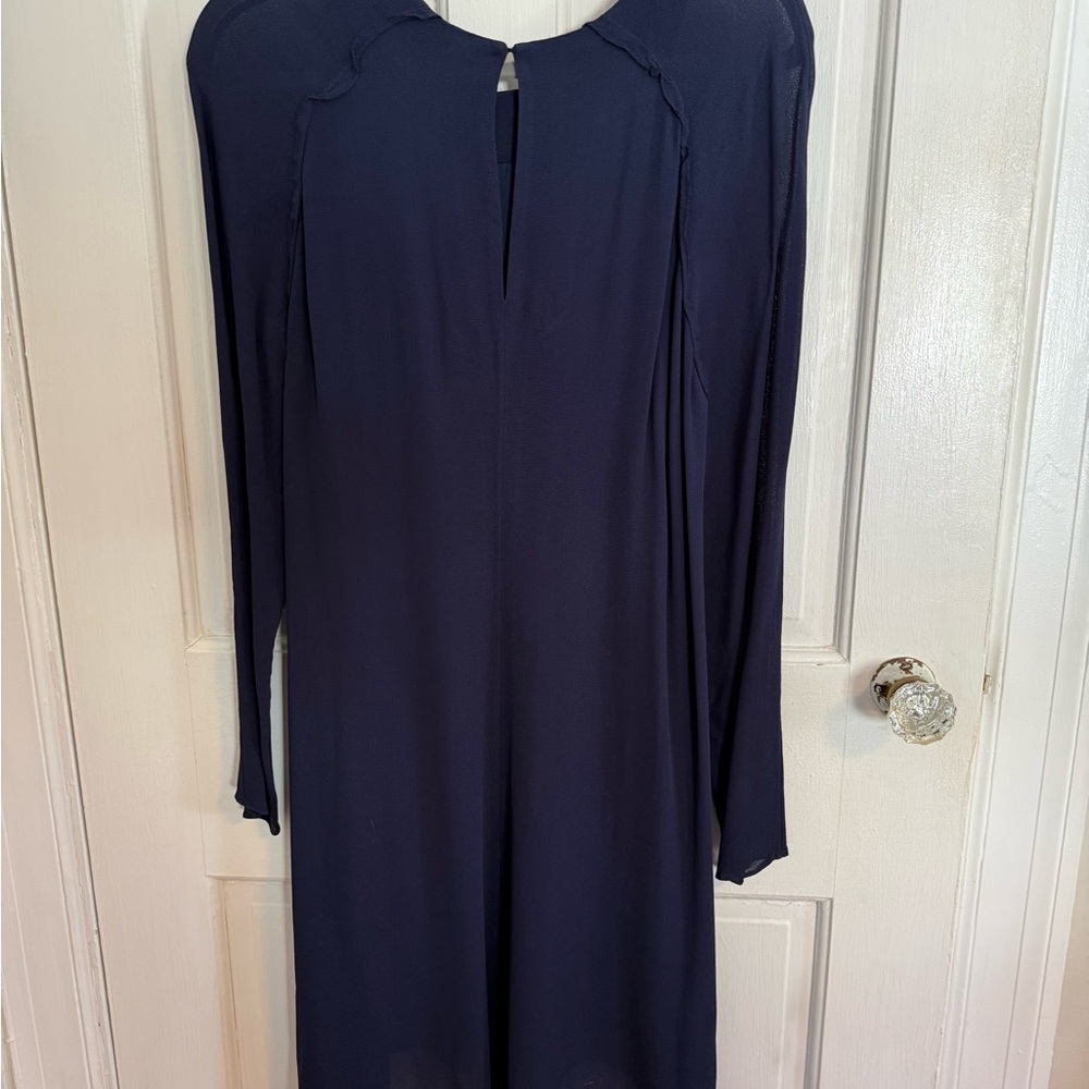 Elegant Long Sleeve Navy Dress